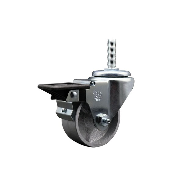 3 Inch Semi Steel Wheel Swivel 58 Inch Threaded Stem Caster with Brake SCC